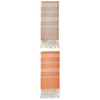 2 Packs Stripe Turkish Beach Towel with Tassel, Quick Dry, Sand Free Towel 71" x 35"