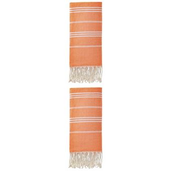 2 Packs Stripe Turkish Beach Towel with Tassel, Quick Dry, Sand Free Towel 71" x 35"