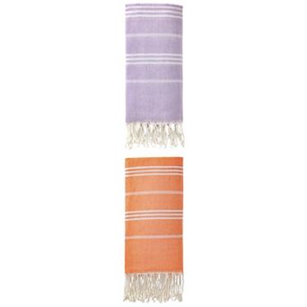 2 Packs Stripe Turkish Beach Towel with Tassel, Quick Dry, Sand Free Towel 71" x 35"