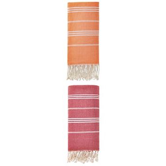 2 Packs Stripe Turkish Beach Towel with Tassel, Quick Dry, Sand Free Towel 71" x 35"