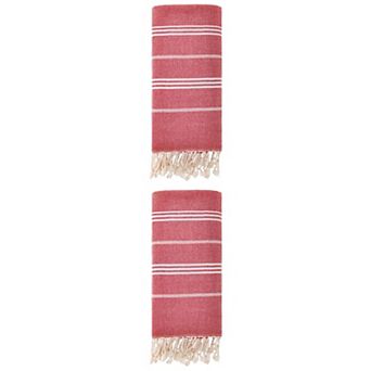 2 Packs Stripe Turkish Beach Towel with Tassel Quick Dry Sand Free Towel for Beach Bath 71" x 35"