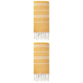 2 Packs Stripe Turkish Beach Towel with Tassel Quick Dry Sand Free Towel for Beach Bath 71" x 35"