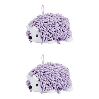 2 Packs Cute Animal Chenille Hanging Hand Towel, Absorbent Soft Bathroom Towel 6" x 10"