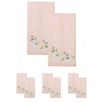 Cotton Jacquard Hand Towels with Floral Embroidery, 27"x13" Ultra Soft Towel Set for Room