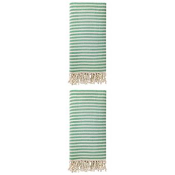 2 Packs Turkish Beach Towel Striped Tassel Design Lightweight Sand Free Towel 71"x40"