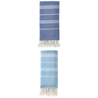 2 Packs Stripe Turkish Beach Towel with Tassel, Quick Dry, Sand Free Towel for Beach 71" x 35"
