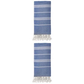 2 Packs Stripe Turkish Beach Towel with Tassel, Quick Dry, Sand Free Towel for Beach 71" x 35"