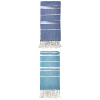2 Packs Stripe Turkish Beach Towel with Tassel, Quick Dry, Sand Free Towel for Beach Bath 71" x 35"