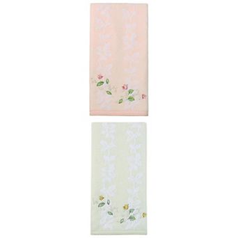 Cotton Jacquard Hand Towels with Floral Embroidery, 27"x13" Ultra Soft Towel Set for Room