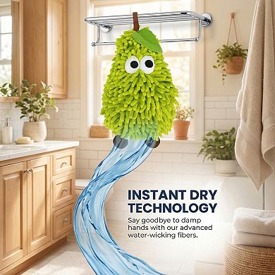 2 Packs Chenille Hanging Hand Towel, Cute Fruit Shape Design Fluffy Soft Absorbent for Home 7" x 11"