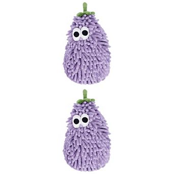 2 Packs Chenille Hanging Hand Towel, Cute Fruit Shape Design Fluffy Soft Absorbent for Home 7" x 11"