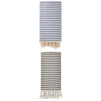 2 Packs Turkish Beach Towel Striped Tassel Design Lightweight Sand Free Quick Dry Towel 71"x40"
