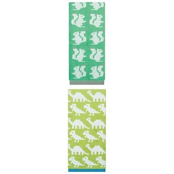 2 Packs Animal Pattern Cotton Hand Towel Cute Cartoon Jacquard Soft Towel 13" x 29"