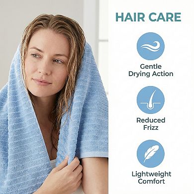 2 Packs Oversized Cotton Bath Towel Ultra Soft Highly Absorbent Solid Striped for Home 55" x 28"