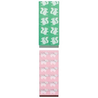 2 Packs Animal Pattern Cotton Hand Towel Cute Cartoon Jacquard Soft Absorbent Towel 13" x 29"