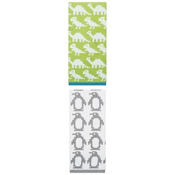 2 Packs Animal Pattern Cotton Hand Towel Cute Cartoon Jacquard Soft Absorbent Towel 13" x 29"