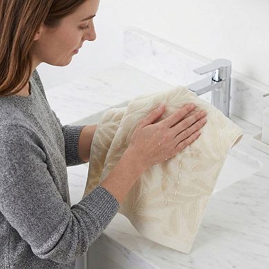 Decorative Embossed Leaf Hand Towels, Pure Cotton, Absorbent 28"x 16" Towel Set for Room