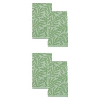 Decorative Embossed Leaf Hand Towels, Pure Cotton, Absorbent 28"x 16" Towel Set for Room