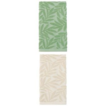 Decorative Embossed Leaf Hand Towels, Pure Cotton, Absorbent 28"x 16" Towel Set for Room