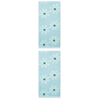 2 Packs Pure Cotton Daisy Pattern Hand Towel, Highly Absorbent, Floral Design, for Home 13" x 29"
