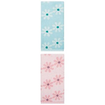 2 Packs Pure Cotton Daisy Pattern Hand Towel, Highly Absorbent, Floral Design, for Home 13" x 29"