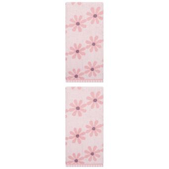 2 Packs Pure Cotton Daisy Pattern Hand Towel, Highly Absorbent, Floral Design, for Home 13" x 29"