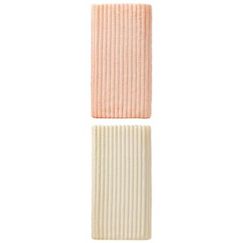 2 Packs Thick Coral Fleece Bath Towel, Soft Plush with Striped, Highly Absorbent Towel 55" x 28"
