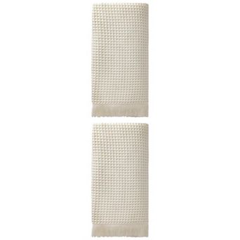 2 Packs Solid Cotton Waffle Bath Towel with Tassel, Quick Dry Highly Absorbent Towel 71"x35"