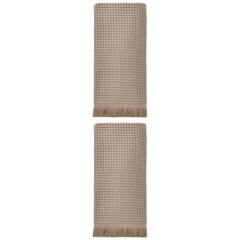 2 Packs Solid Cotton Waffle Bath Towel with Tassel, Quick Dry Highly Absorbent Towel 71"x35"