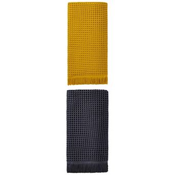 2 Packs Solid Cotton Waffle Bath Towel with Tassel, Quick Dry Highly Absorbent Towel 71"x35"