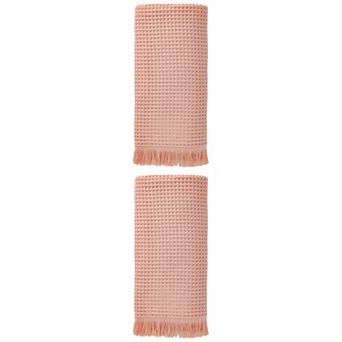2 Packs Solid Cotton Waffle Bath Towel with Tassel, Quick Dry Highly Absorbent Towel 71"x35"