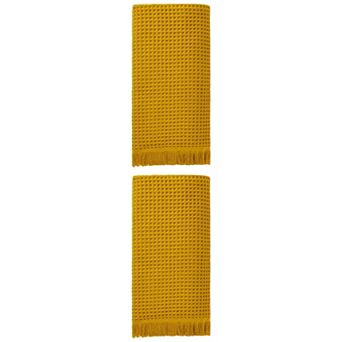 2 Packs Solid Cotton Waffle Bath Towel with Tassel, Quick Dry Highly Absorbent Towel 71"x35"