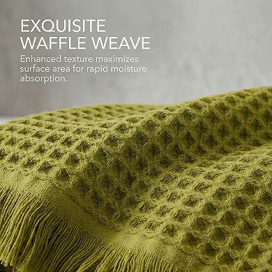 2 Packs Solid Cotton Waffle Bath Towel with Tassel, Quick Dry Highly Absorbent Towel for Gym 71"x35"