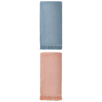 2 Packs Solid Cotton Waffle Bath Towel with Tassel, Quick Dry Highly Absorbent Towel for Gym 71"x35"