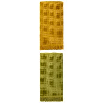 2 Packs Solid Cotton Waffle Bath Towel with Tassel, Quick Dry Highly Absorbent Towel for Gym 71"x35"