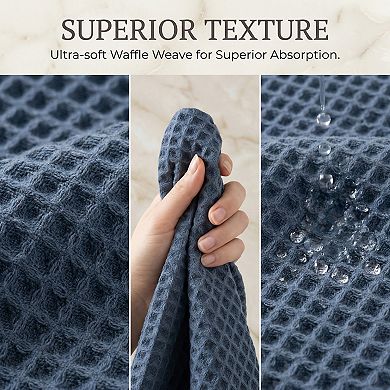 2 Packs Solid Cotton Waffle Bath Towel with Tassel Quick Dry Highly Absorbent Towel for Gym 71"x35"