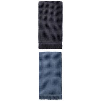 2 Packs Solid Cotton Waffle Bath Towel with Tassel Quick Dry Highly Absorbent Towel for Gym 71"x35"