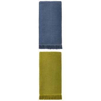 2 Packs Solid Cotton Waffle Bath Towel with Tassel Quick Dry Highly Absorbent Towel for Gym 71"x35"