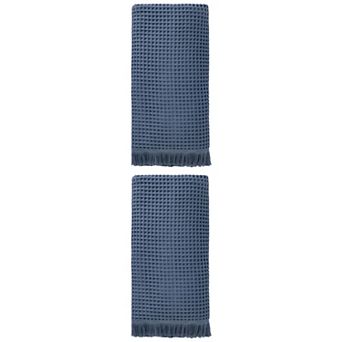 2 Packs Solid Cotton Waffle Bath Towel with Tassel Quick Dry Highly Absorbent Towel for Gym 71"x35"