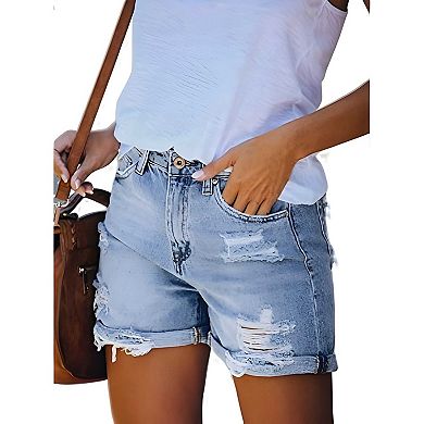 Trendy Ripped Denim Shorts