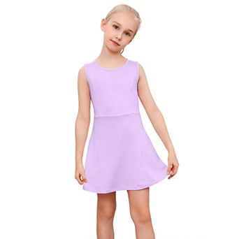 Kid Girls Sport Outfit Tennis Golf Dress Sleeveless Pleated Skirt Set with Shorts Liner Pockets 3-12