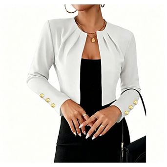 Long Sleeve Cropped Blazer Women Lightweight Open Front Business Casual Office Jacket for Dresses