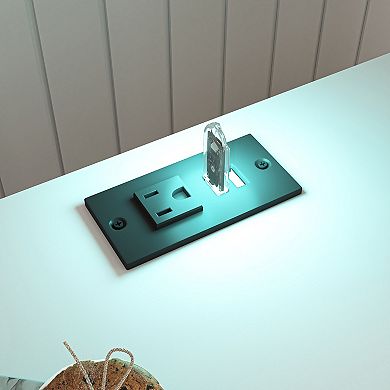 White Nightstand with Charging Station, Voice-Controlled Night Light, 1 AC Outlet & 2 USB Ports