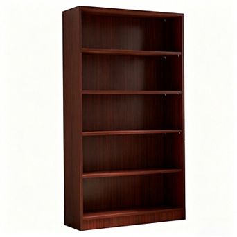 Modern 5 Shelf Bookshelf for Bedroom and Office, 60" Tall Wood Bookcase with 3 Adjustable Shelves