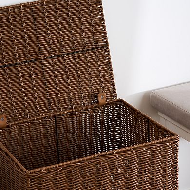 Joseph Rectangular Woven Resin Wicker Laundry Hamper - 17.3" x 13.8" x 23.6" - Espresso Brown