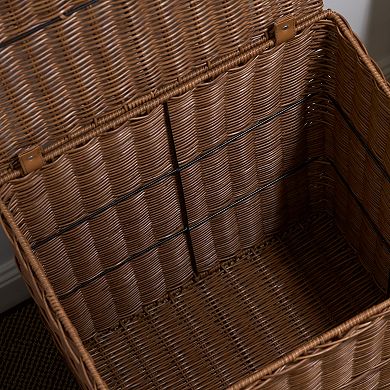 Joseph Rectangular Woven Resin Wicker Laundry Hamper - 17.3" x 13.8" x 23.6" - Espresso Brown