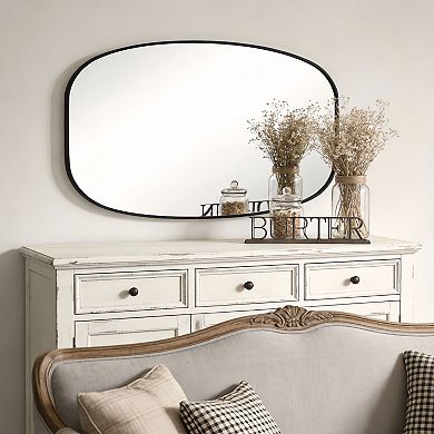 lack Metal Framed 20x30 in Oval Vanity Bathroom Mirror, Vertical or Horizontal Mounting