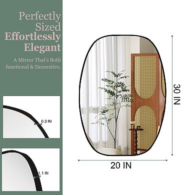 lack Metal Framed 20x30 in Oval Vanity Bathroom Mirror, Vertical or Horizontal Mounting