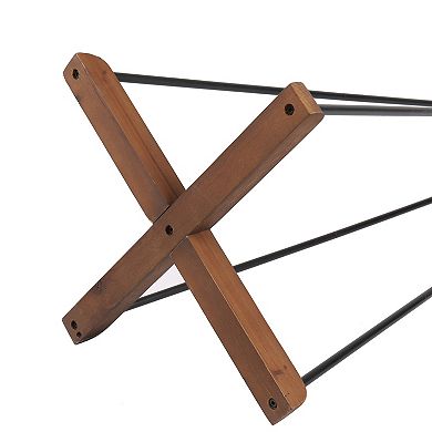 Reclaimed Wood and Metal Freestanding Coat Rack with 8 Hooks, 71" Height