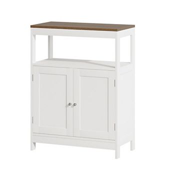 White Free-Standing Bathroom Cabinet for Kitchen, Living Room, Entryway Multi-Purpose Organizer